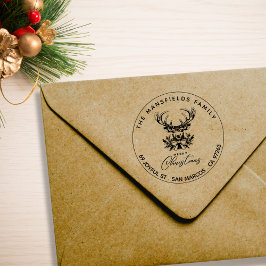 Borracha Feliz Natal Deer de volta Endereço Carimbo