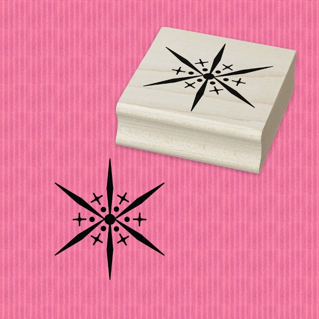 Borracha Floco de neve Linhas Geométricas Madeira Carimbo d (Snowflake Geometric Lines Wood Art Stamp)