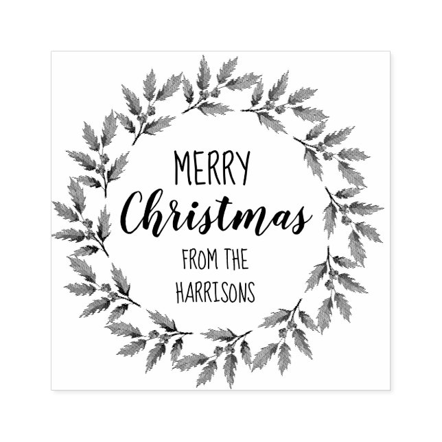 Borracha Holly Berry Wreath Design (3) Carimbo de Arte (Impressão)