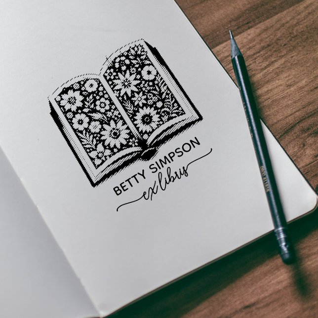 Borracha Livro de vindimas e flores Carimbo personalizado e (Criador carregado)