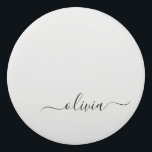 Borracha Nome do Monograma Girly de Script Moderno Branco N<br><div class="desc">Borracha de nome de monograma simples de script preto e branco. Isso faz a formatura perfeita,  aniversário,  casamento,  chá de panela,  aniversário,  chá de fraldas ou presente de festa de solteira para alguém que ama luxo de vidro e estilos quíticos.</div>