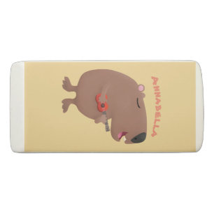 Borracha Óptica desenho animado de capybara ukulele
