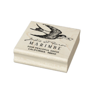 Borracha Pássaro Azul Vintage com Carimbo de Endereço Carta