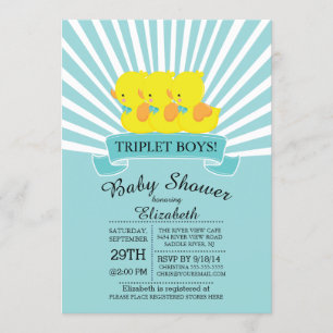 Borracha Pato Tripla Meninos Bebê Convites para Ch