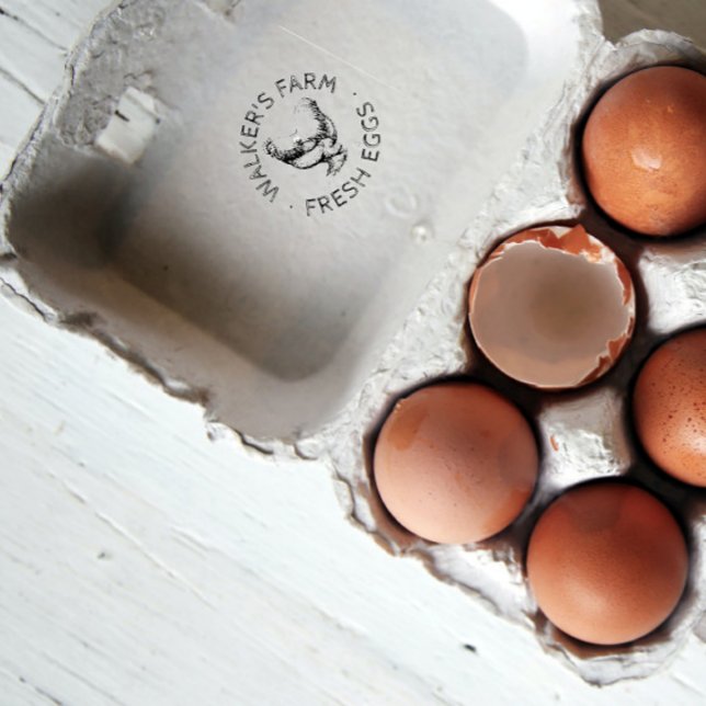 Borracha Rustic Script Happy Hen - Carimbo De Ovo (Criador carregado)