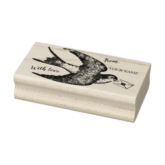 Borracha Vintage French Bird com carimbo de letra