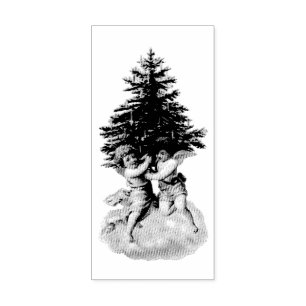 BORRACHA VINTAGEM "CHRISTMAS ANGELS" CARIMBO DE ARTE MADEIR