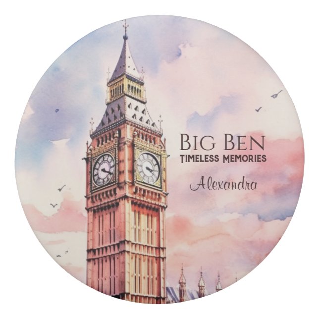 Borracha Watercolor Landmark City London Big Ben Photo (Frente)