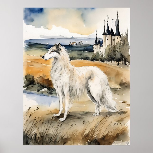 Borzoi - Impressão de Arte Canina (Frente)