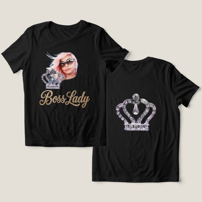 Boss Lady T-Shirt Tri-Blend Shirt (Design Frente e Verso)
