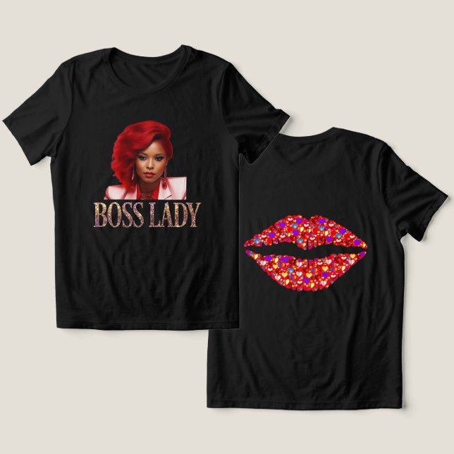 Boss Lady T-Shirt Tri-Blend Shirt (Design Frente e Verso)