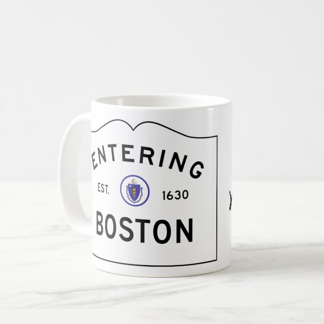 Boston Massachusetts - caneca de café - Roadsign (Frente Esquerda)