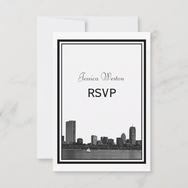 Boston Skyline Etch Frame RSVP (Frente)