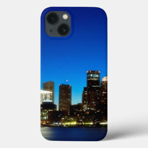 Boston skyline with moon