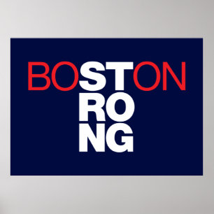 Boston Strong Helvetica Poster on marinho blue
