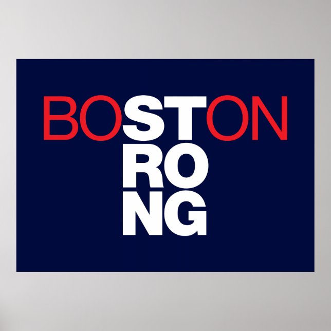 Boston Strong Helvetica Poster on marinho blue (Frente)