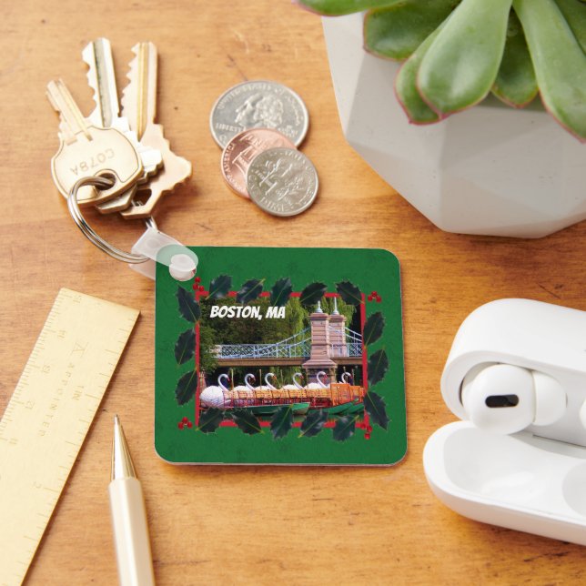 Boston Swan Boats - Chaveiro de Férias Felizes (Mesa)