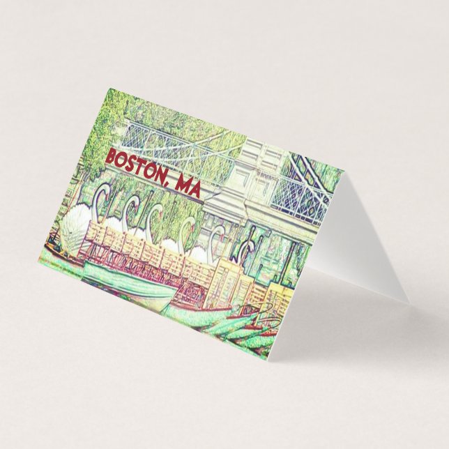 Boston Swan Boats in Pencil and Ink folded card (Frente)