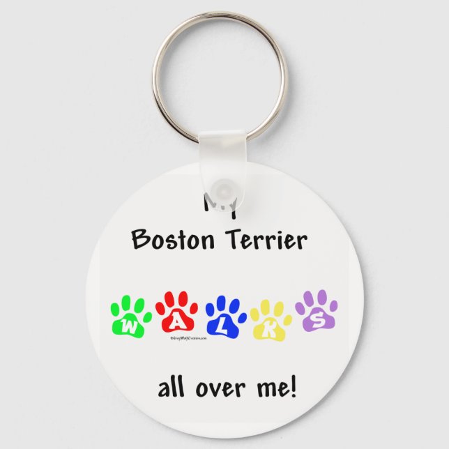 Boston Terrier anda por cima de mim - Chaveiro (Frente)