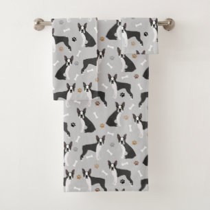 Boston Terrier Bones and Paws Bath Toalha