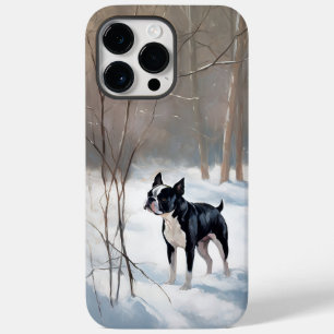 Boston Terrier deixou nevar o Natal
