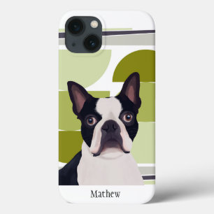 Boston Terrier Dog - Geométrico Verde