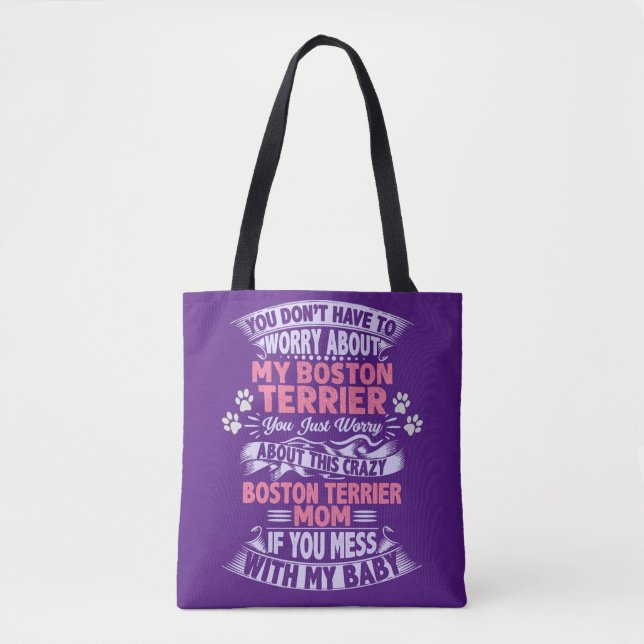 "Boston Terrier" Mãe Tote Bag. (Frente)