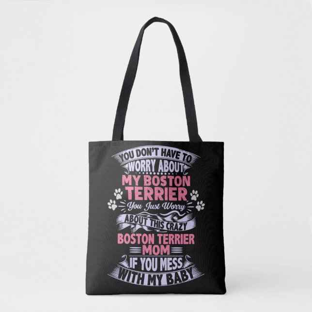 "Boston Terrier" Mãe Tote Bag. (Frente)