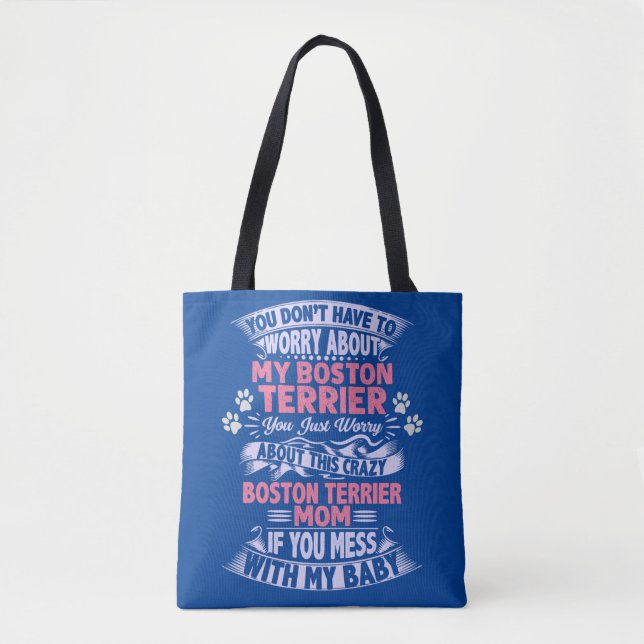 "Boston Terrier" Mãe Tote Bag. (Frente)