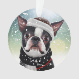 Boston Terrier, Natal, Papais noeis - Ornamento de
