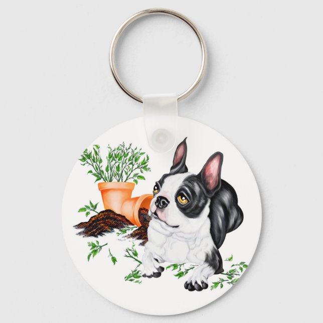 Boston Terrier Naughty Pup Chaveiro (Frente)