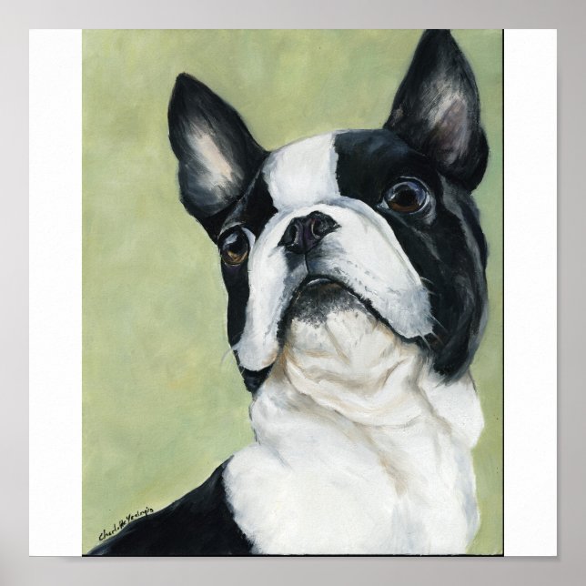 Boston Terrier Original Dog Art Impressão (Frente)