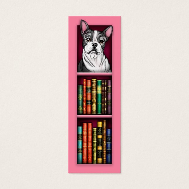 Boston Terrier Pink Bookmark (Frente)