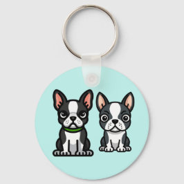 Boston Terrier Puppies Chaveiro