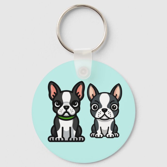 Boston Terrier Puppies Chaveiro (Frente)