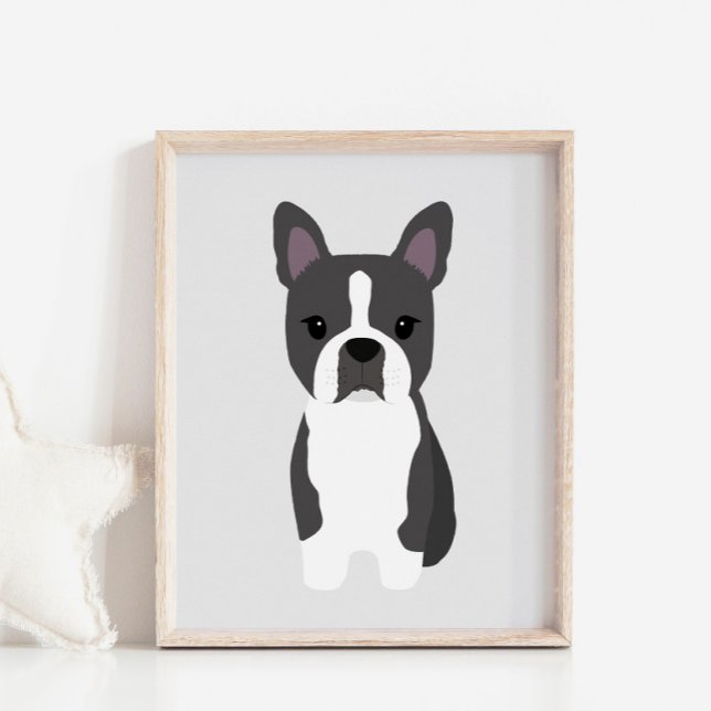 Boston Terrier Puppy Nursery & Kids Room Poster (Criador carregado)