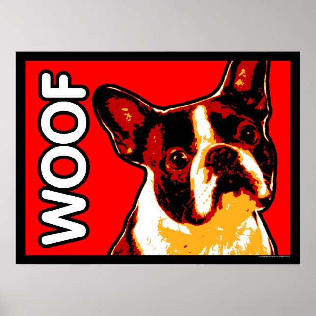Boston Terrier WOOF Poster (Frente)