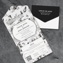 Boston Toile All in One Convite de casamento