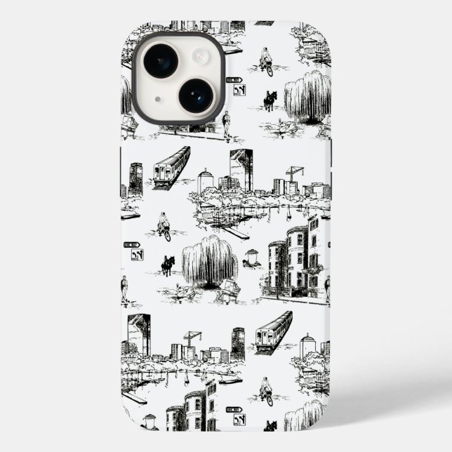 Boston Toile Black and White Capa de telefone (Verso)