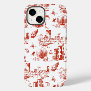 Boston Toile Red and White Capa de telefone