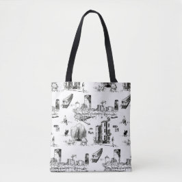 Boston Toile Tote Bag