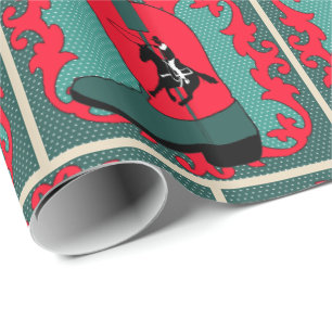Bota Cowboy Ocidental Com Papel De Embrulho De Pre