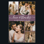 Bota-Foto Mauve Elegante Do Orçamento Obrigado Fly<br><div class="desc">Colagem de Fotos do Casamento 5 do Script Mauve Elegante de Orçamento Obrigado A Você personalizou o barato com baixo orçamento. Obrigado de casamento moderno você modelo com cinco (5) fotos na frente e uma (1) foto na parte de trás. Na frente de um roteiro tipográfico "Amor e obrigados", em...</div>