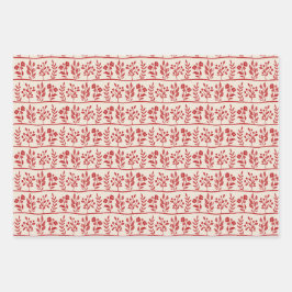 Botanic Rhapsody red floral silhouette beige xmas