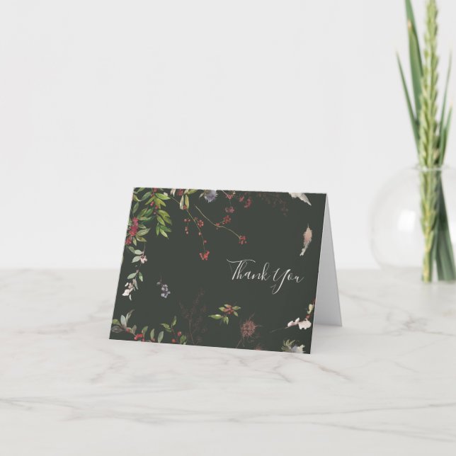 Botânica de Natal | Cartões de agradecimentos verd (Frente)