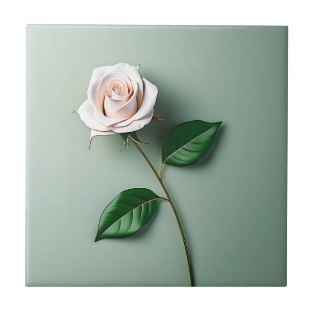 Botânica de Rosa Branca Elegante (Frente)
