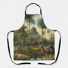 Botânica: dromedários na selva perto de um rio