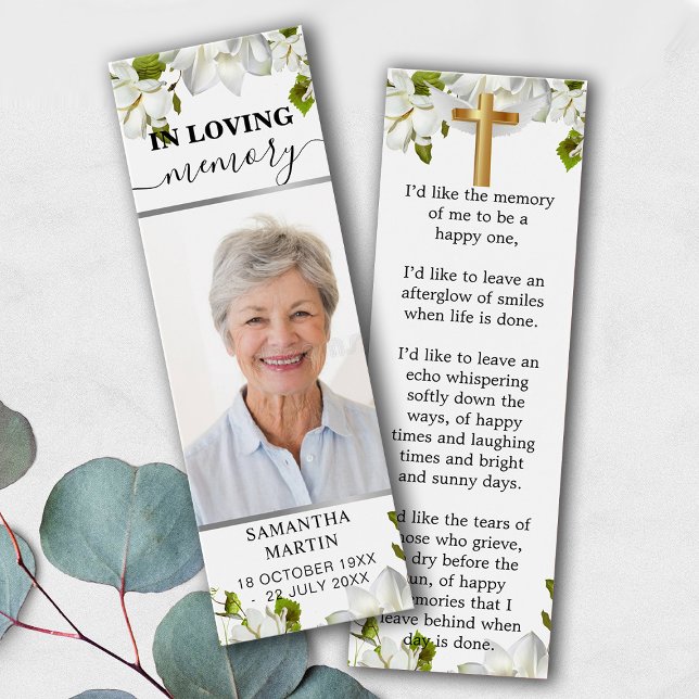 Botânica Memorial Funeral Bookmark (Criador carregado)