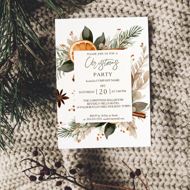 botânica russa do Convite de festas de Natal do Of (Office Christmas Party invitation template rustic botanical watercolor company Christmas invitation)