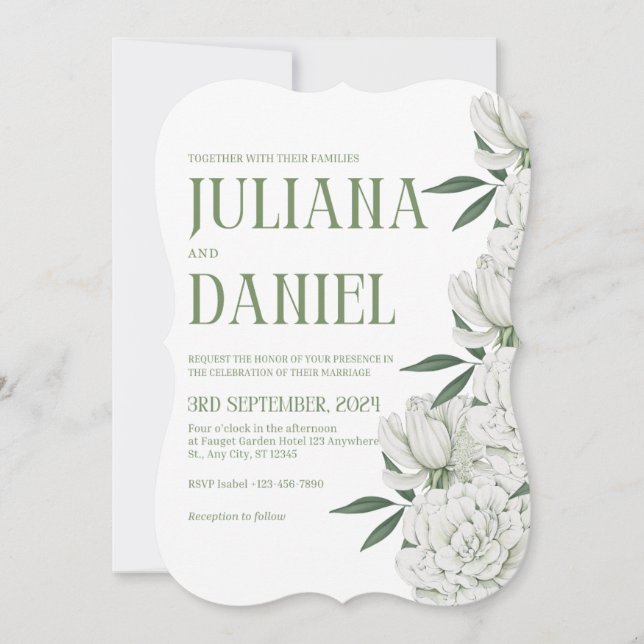 Botânica Verde E Branco Elegante (Frente)